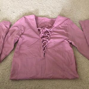 Sexy Tie Front Tight Long Sleeve